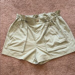 CALIA by Carrie Underwood Sage Green High-Waist Paperbag Shorts
